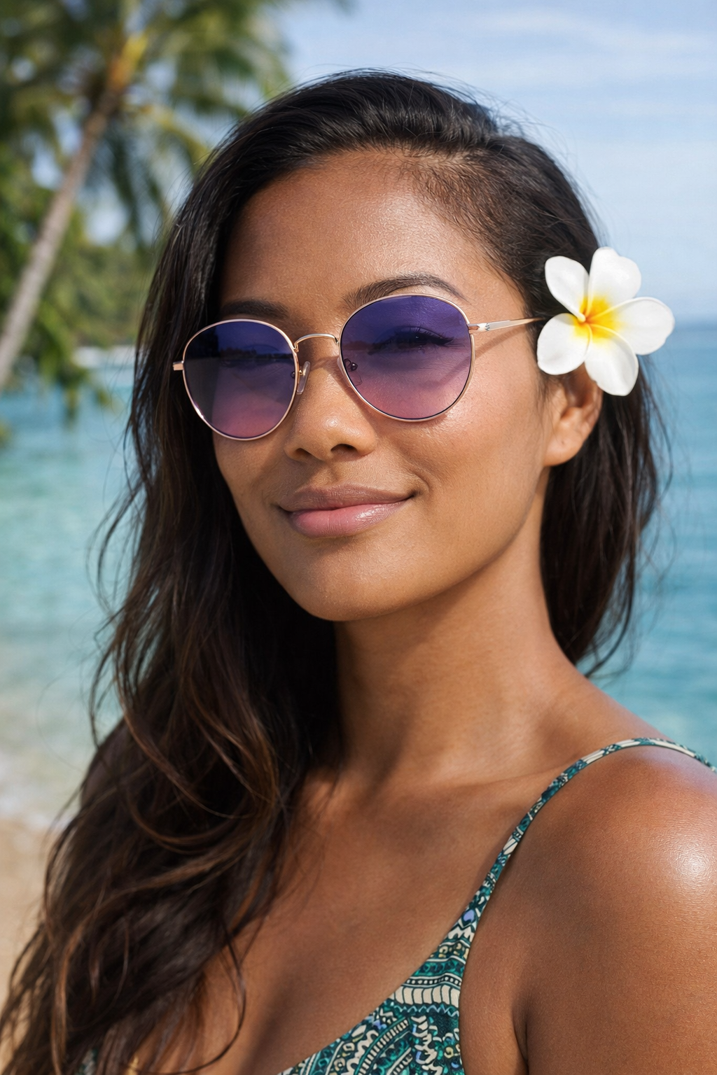 Novara Ibiza Violet Polarised Sunglasses on model