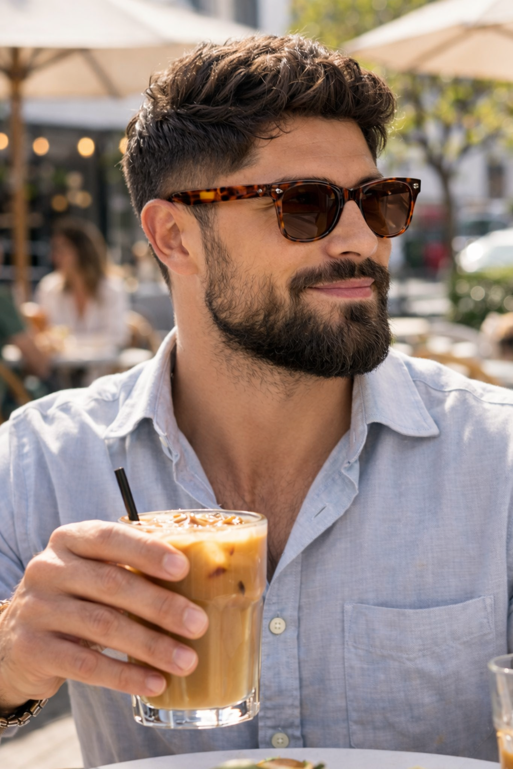 Novara Madrid Brown Tortoiseshell Polarised Sunglasses on model