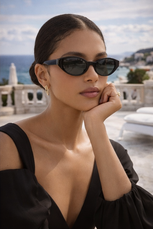 Novara Milano Black Polarised Sunglasses on model