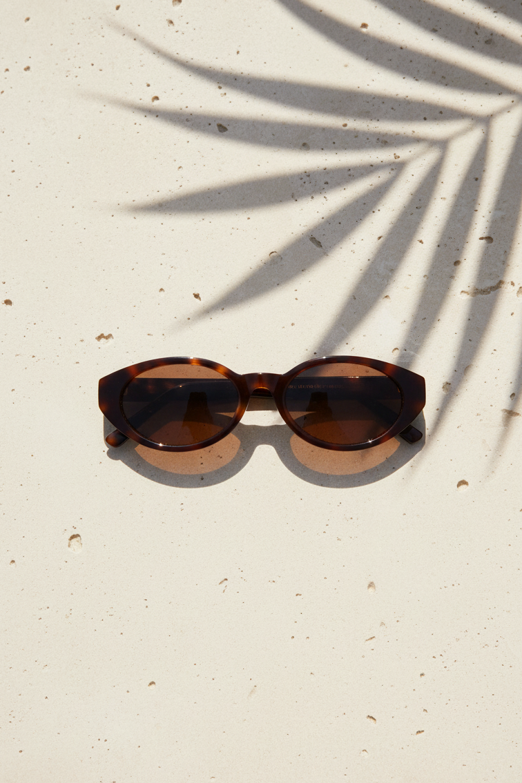 Novara Milano Brown Polarised Sunglasses beach view