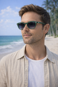 Novara Riviera Green Polarised Sunglasses on male model