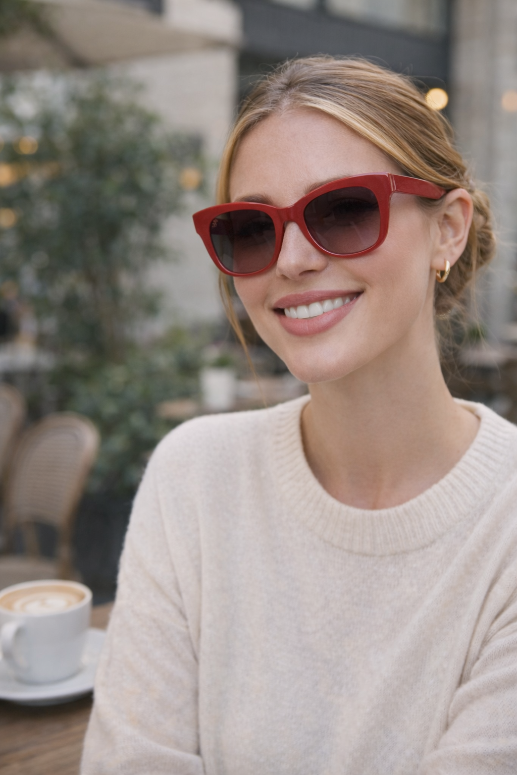 Novara Verona Red Polarised Sunglasses on model